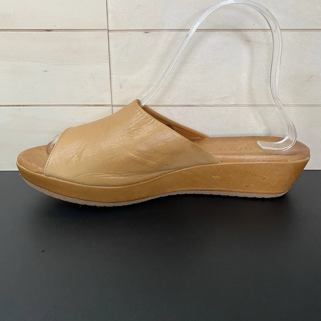 Sesto Meucci Slides Sandals Women's Size 9 N Shoes Tan Leather Platform Wedge