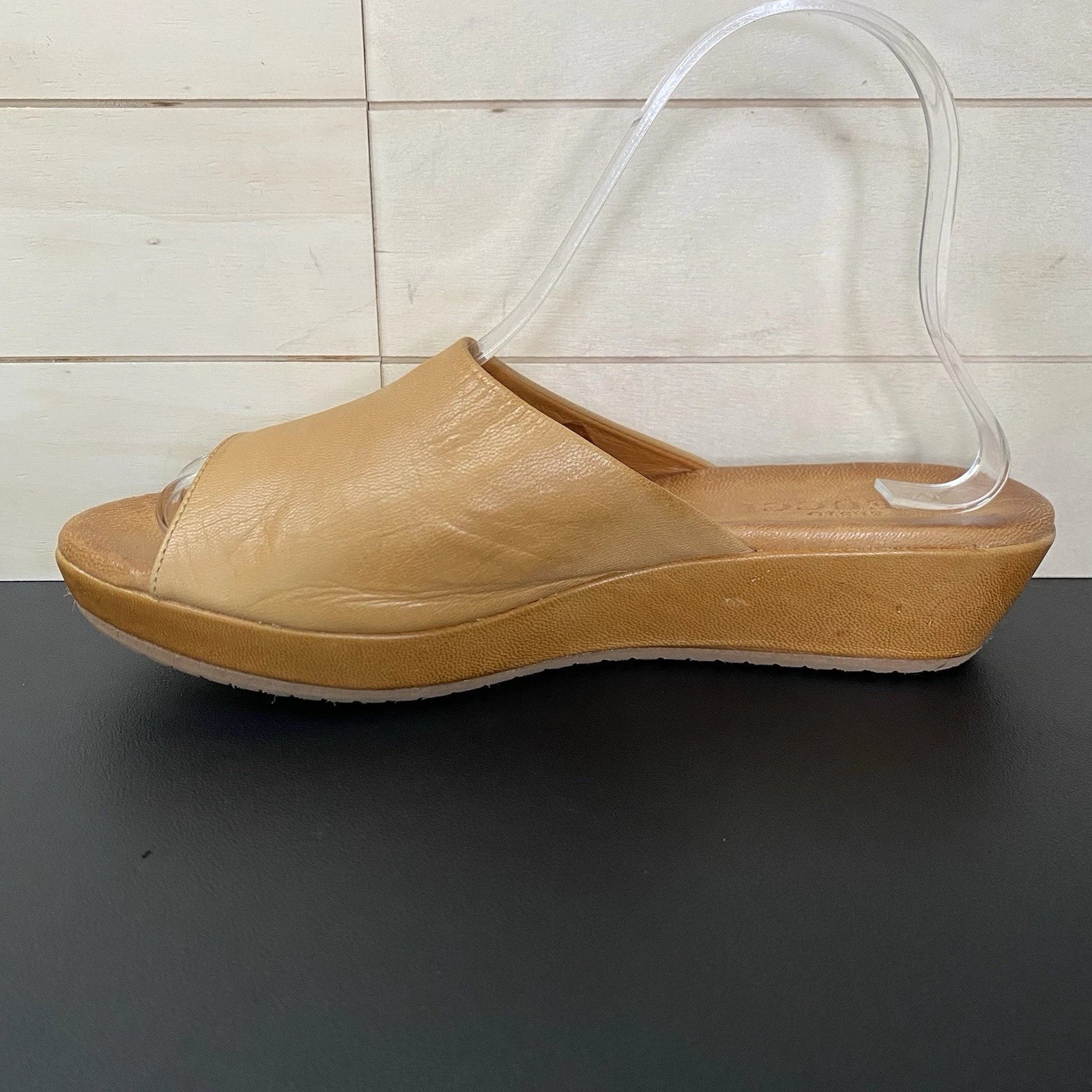 Sesto Meucci Slides Sandals Women's Size 9 N Shoes Tan Leather Platform Wedge