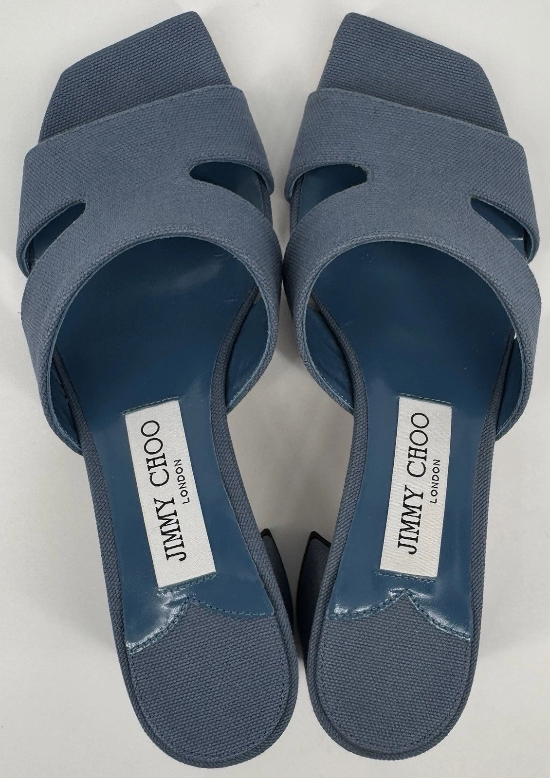 NEW Jimmy Choo Ellison Linen Mule 45 Sandal Denim Blue EU 36 (US 6) Designer