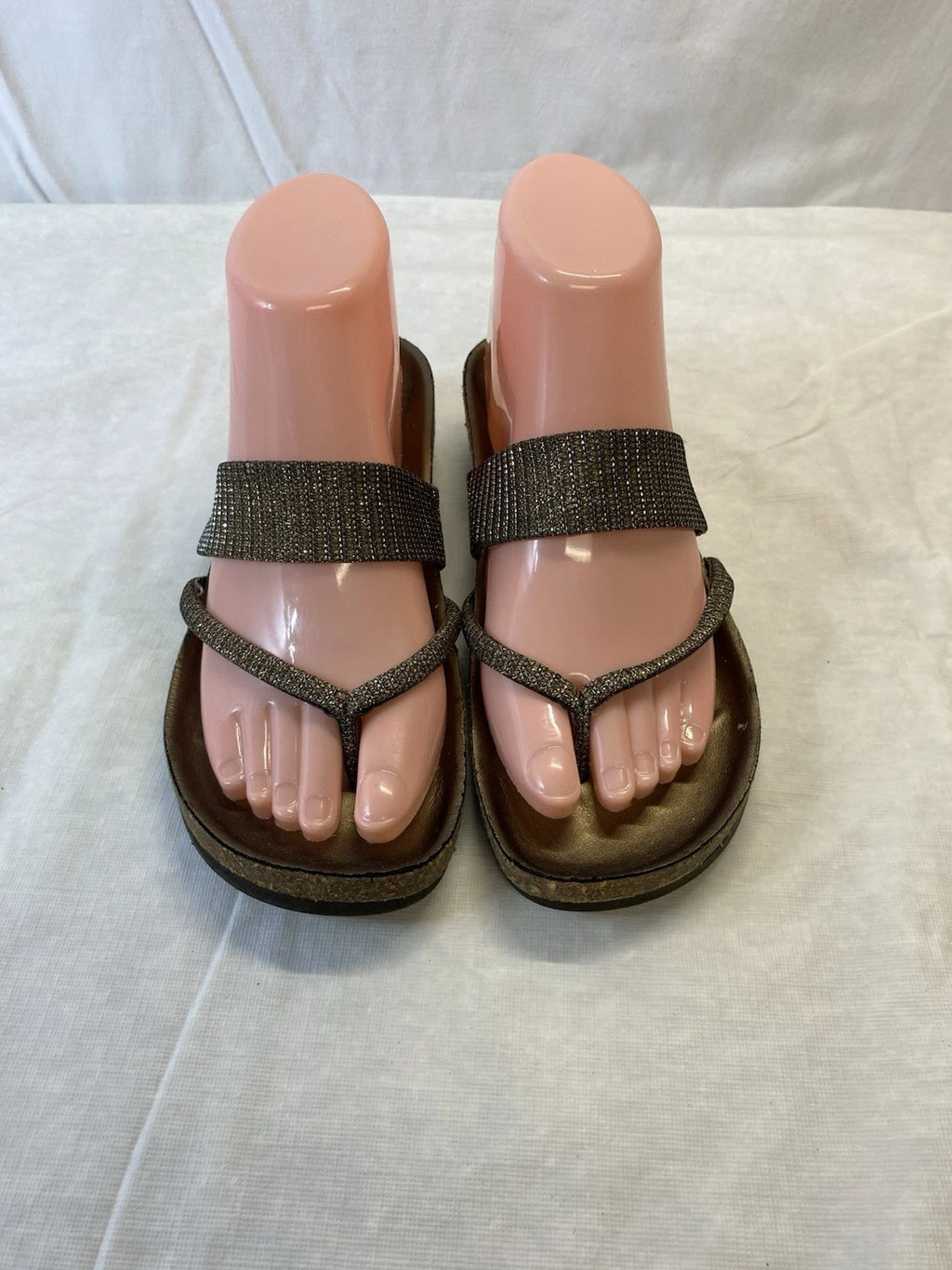 Italian shoemaker Slide Sandals Sparkly Metallic Silver Size 6 Wedge