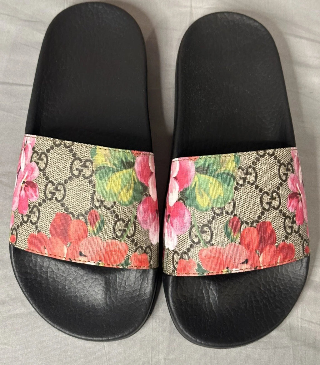 Gucci GG Bloom Supreme Floral Slides Women’s Size 34 (US 4) Authentic