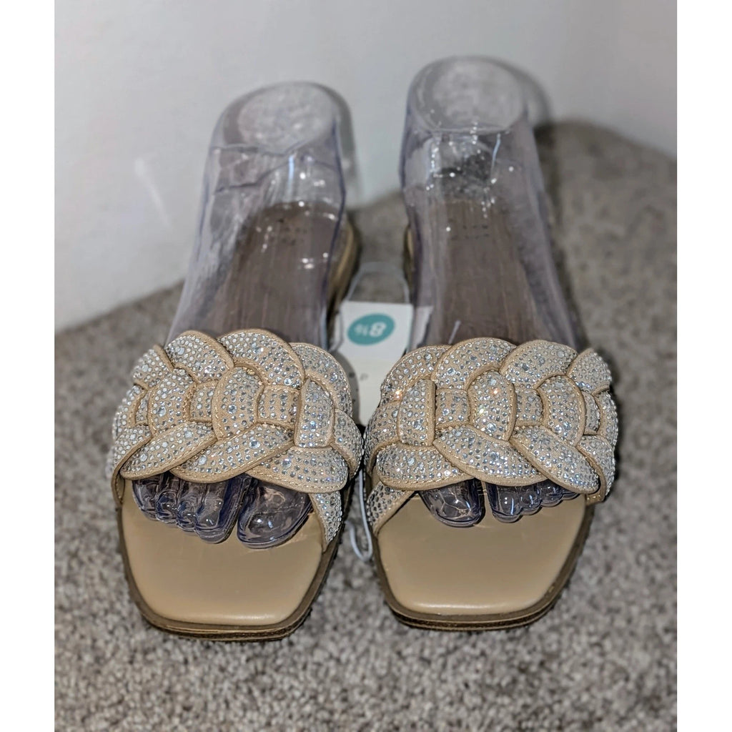 A New Day Women's Maggie Braided Rhinestone Embellished Slide Sandals - Size 8.5
