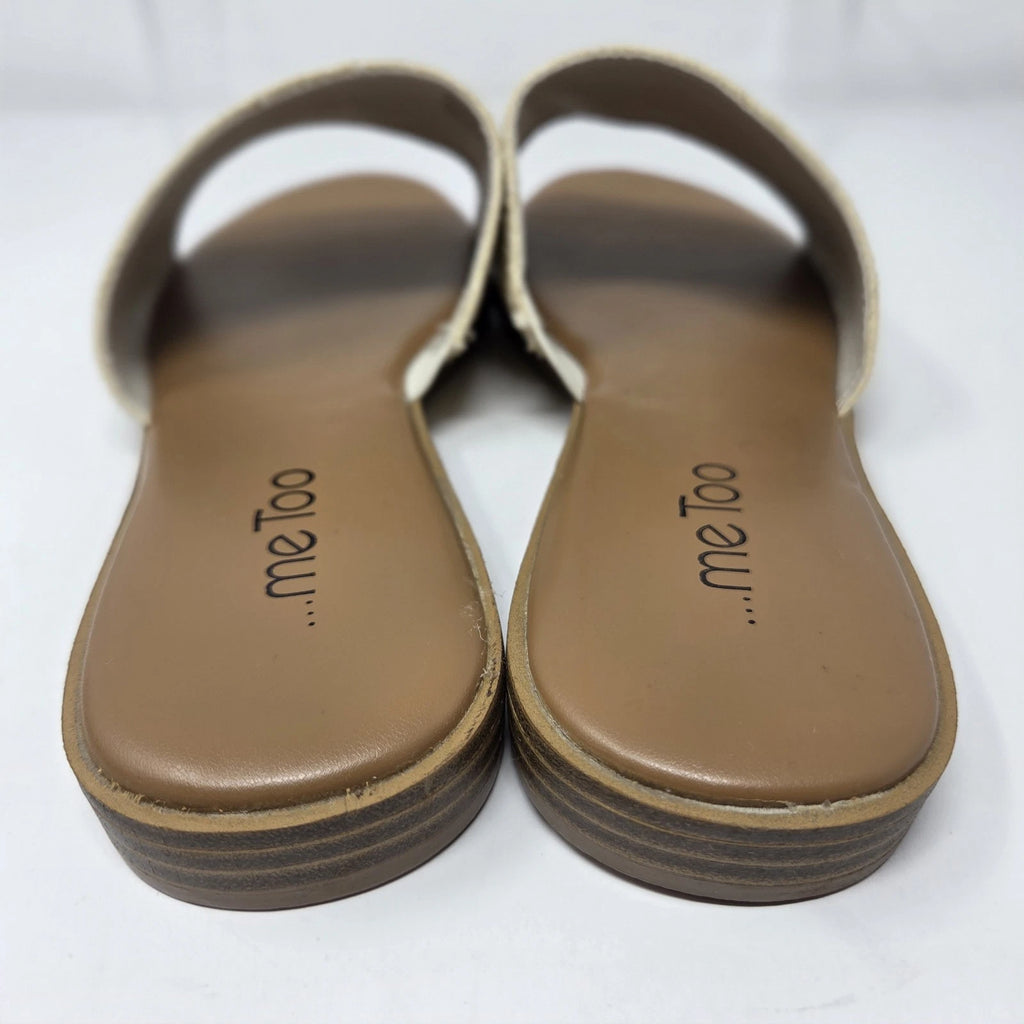 Me Too Rhoda Slide Sandals Raffia Knit Woven Womens 10 Wide Slides Cream Tan