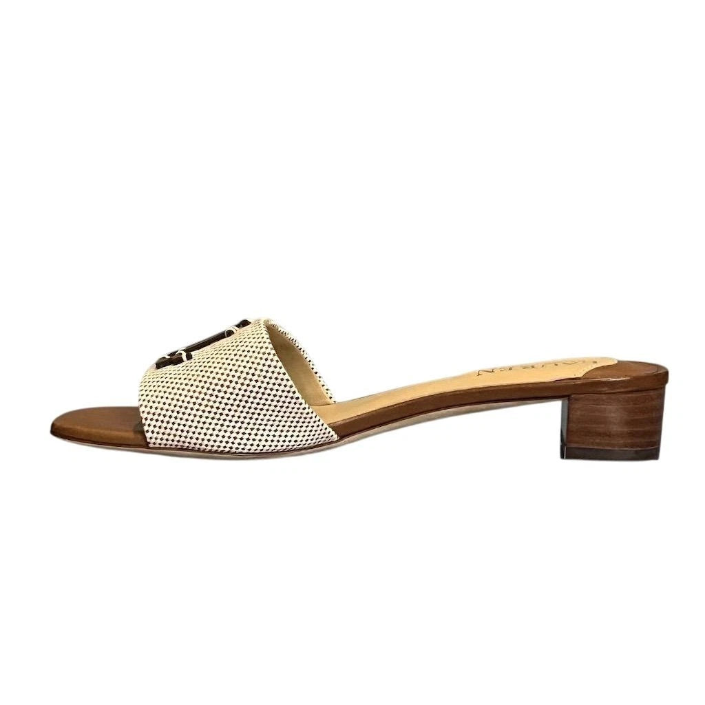 Lauren Ralph Lauren Women's Fay Leather Slide Sandals Brown 6 Preppy Summer