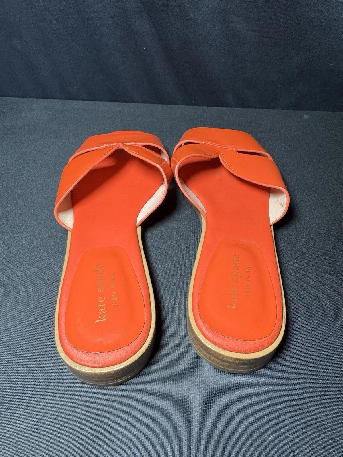 Kate Spade Orange Dock Sandal Womens 7 Leather Square Toe Coastal Style GUC
