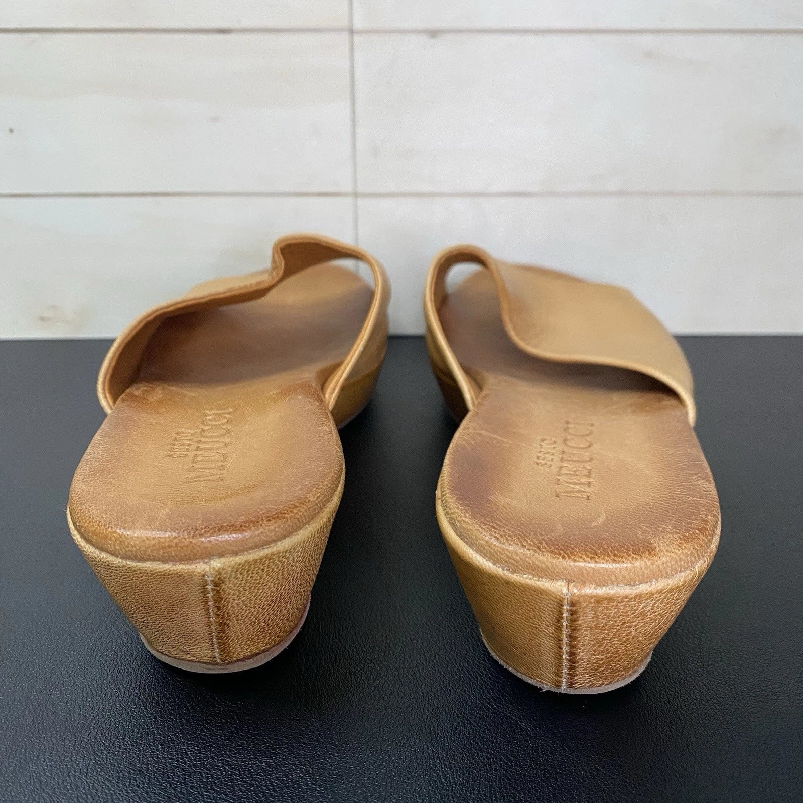 Sesto Meucci Slides Sandals Women's Size 9 N Shoes Tan Leather Platform Wedge