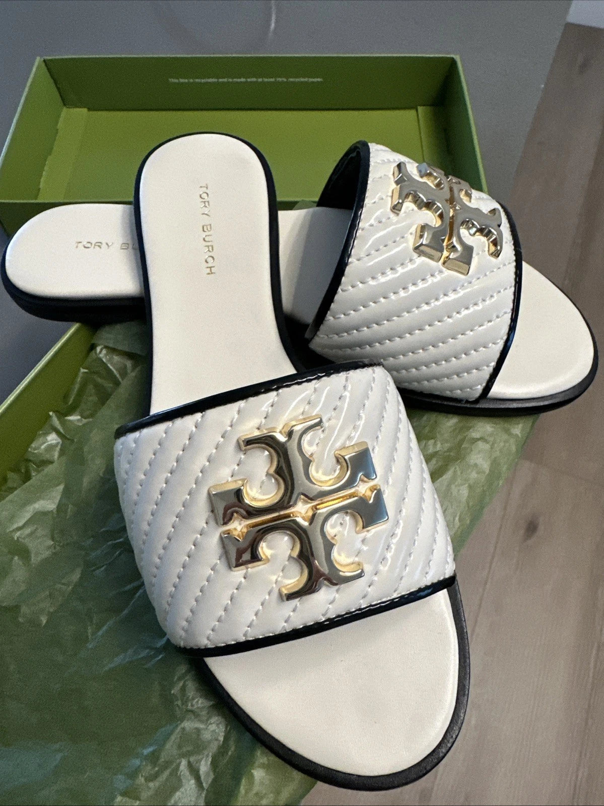 Tory Burch Everly Leather Slide, Light Cream, LIMITED EDITION