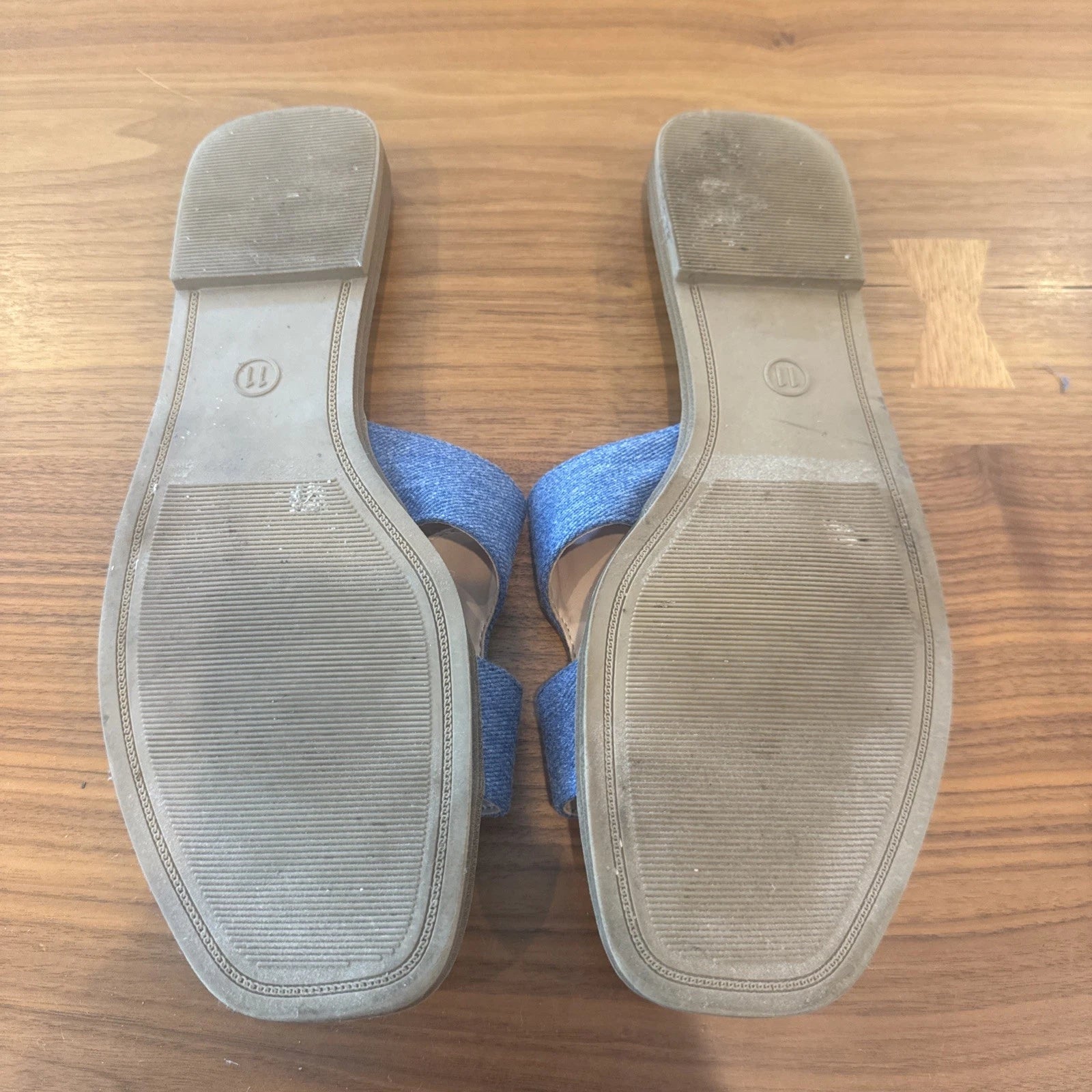 A New Day Women's Blue Slide Sandals with H-Style Strap Size 11
