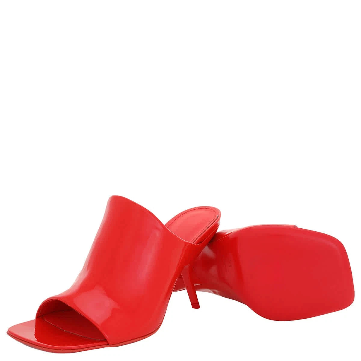 Salvatore Ferragamo Red Calfskin Open-Toe Slide Sandals