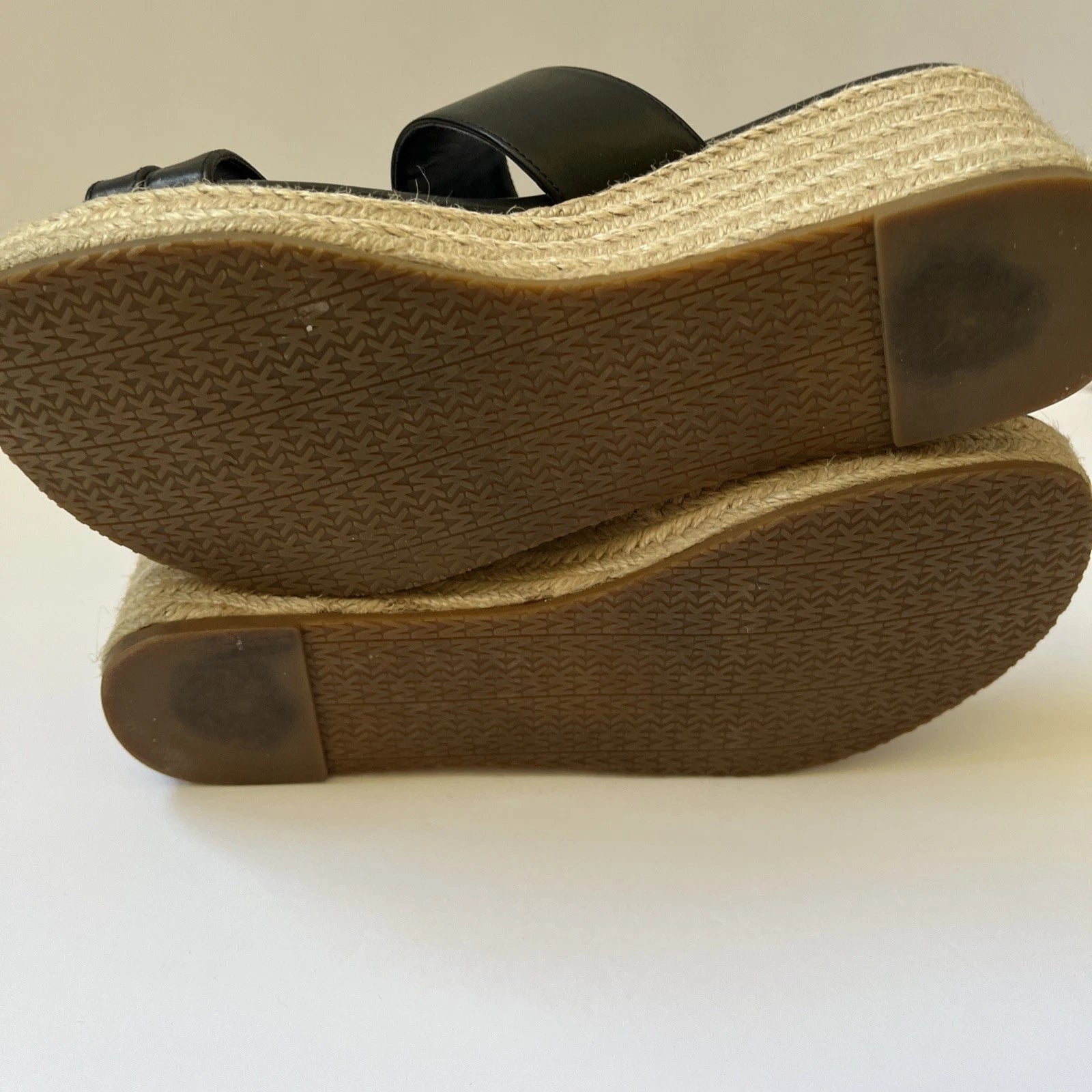 Michael Kors Sidney Espadrille Wedge Sandal Size 7.5 Black Slide Never Worn