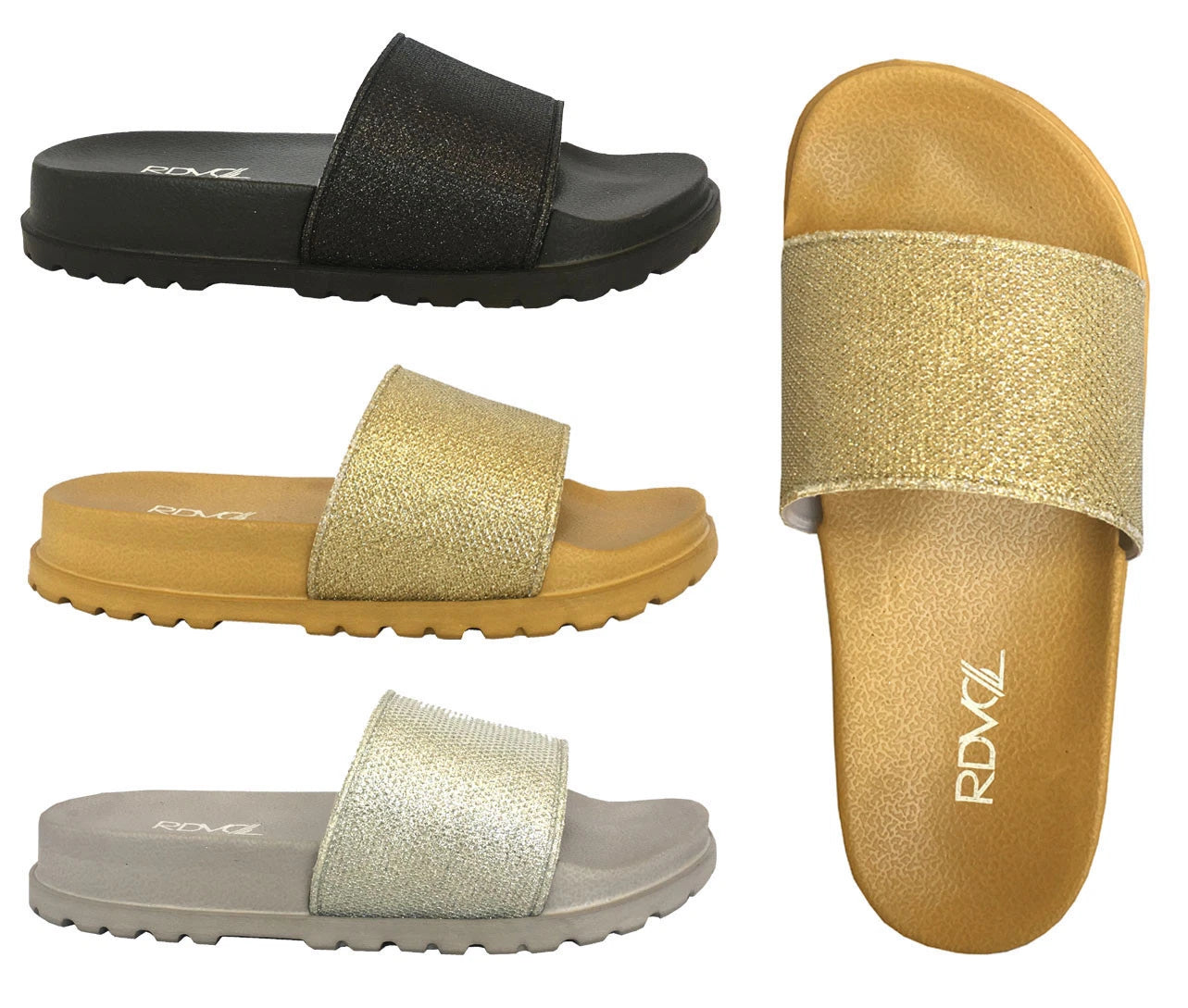 New Women Glitter Slide Sandals Fashion Flip Flop Platform Footbed Shoes || 1919