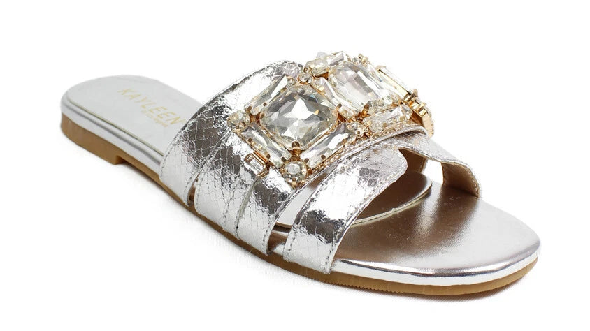 KARAUSA Fashion Bling Rhinestone Big Crystals Casual Slides Sandal