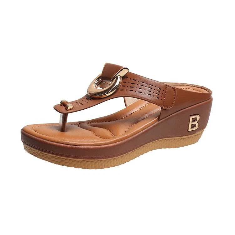 Low-Wedge Women Orthopedic Sandals Casual Flat Shoes Flip Flops Ladies Anti-Slip