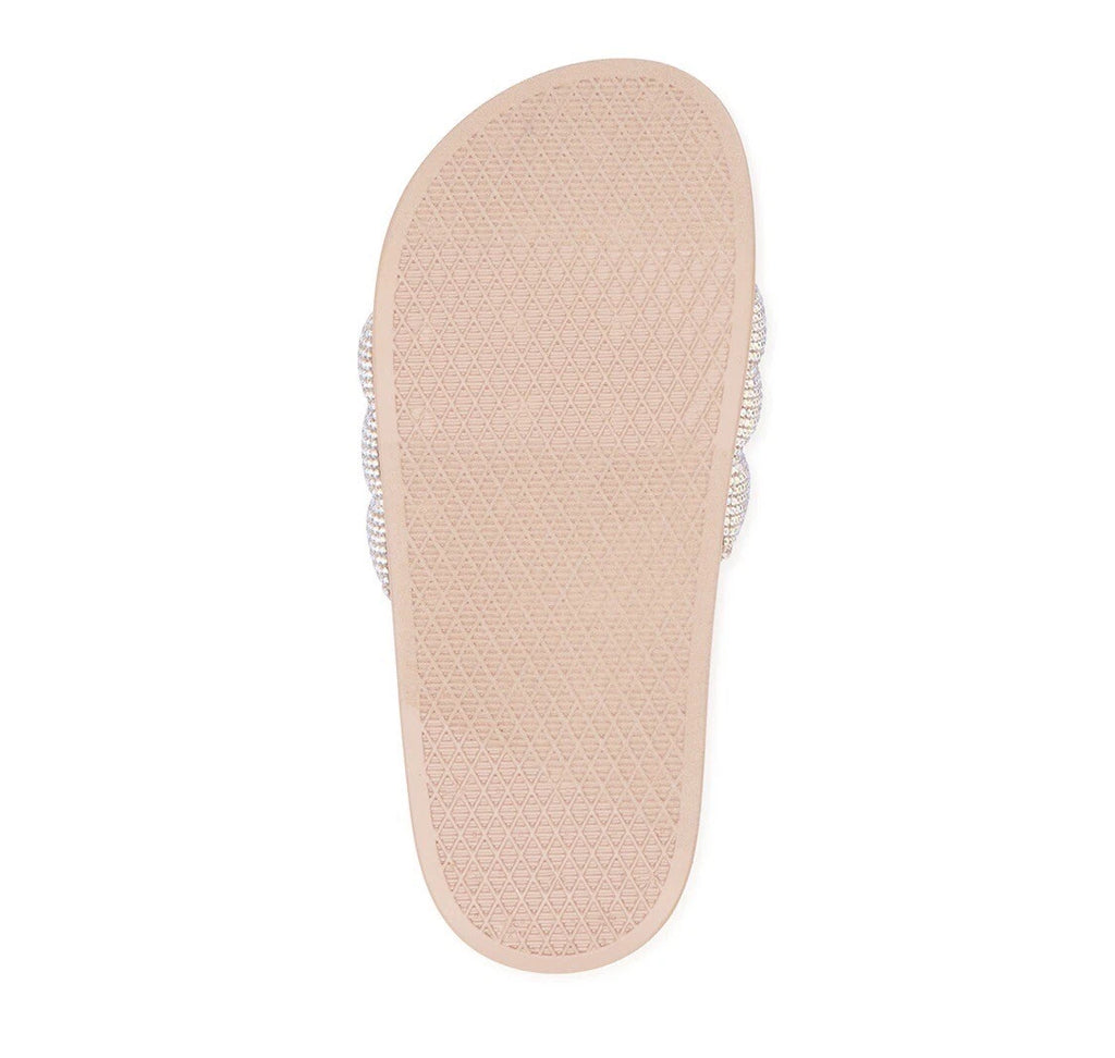 MADDEN NYC Bling Embellished Slide Sandals Slip On Size 5 Womens / Girls New