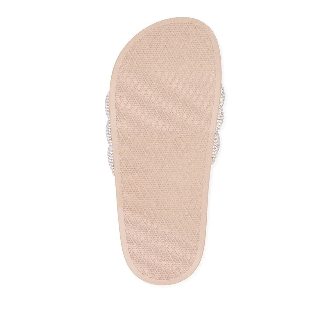 MADDEN NYC Bling Embellished Slide Sandals Slip On Size 5 Womens / Girls New