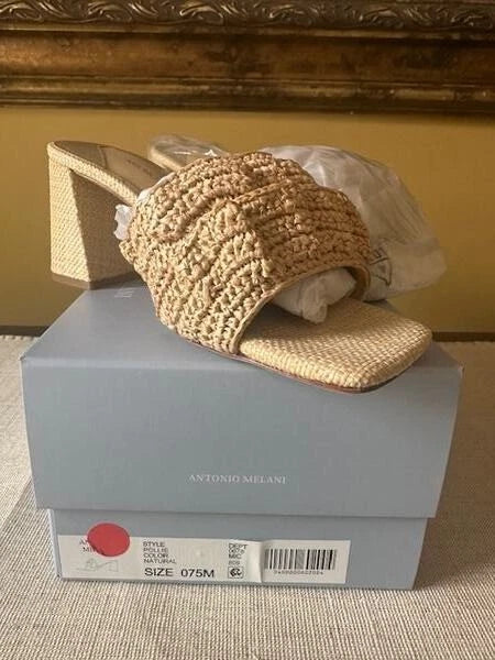 ANTHROPOLOGIE ANTONIO MELANI POLLIE STYLE NATURAL SANDALS SIZE 7 1/2 M
