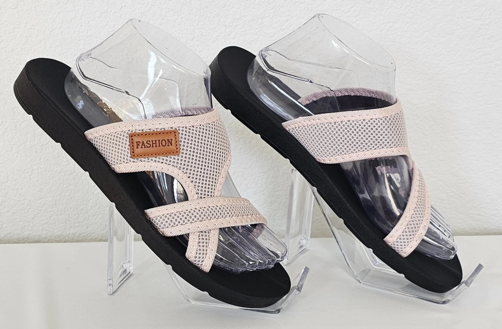 Women's Hollow Mesh Slide Sandals Casual Clip Toe Flat Summer Shoes Size 41/10