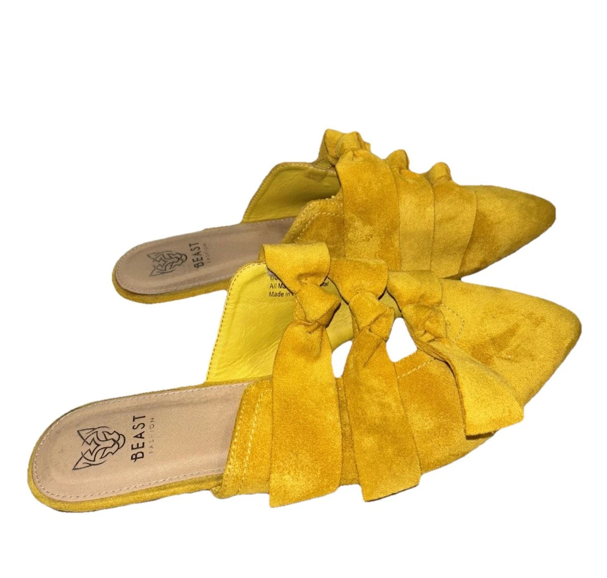 Beast Fashion Yellow Vegan Slides, Women's 10