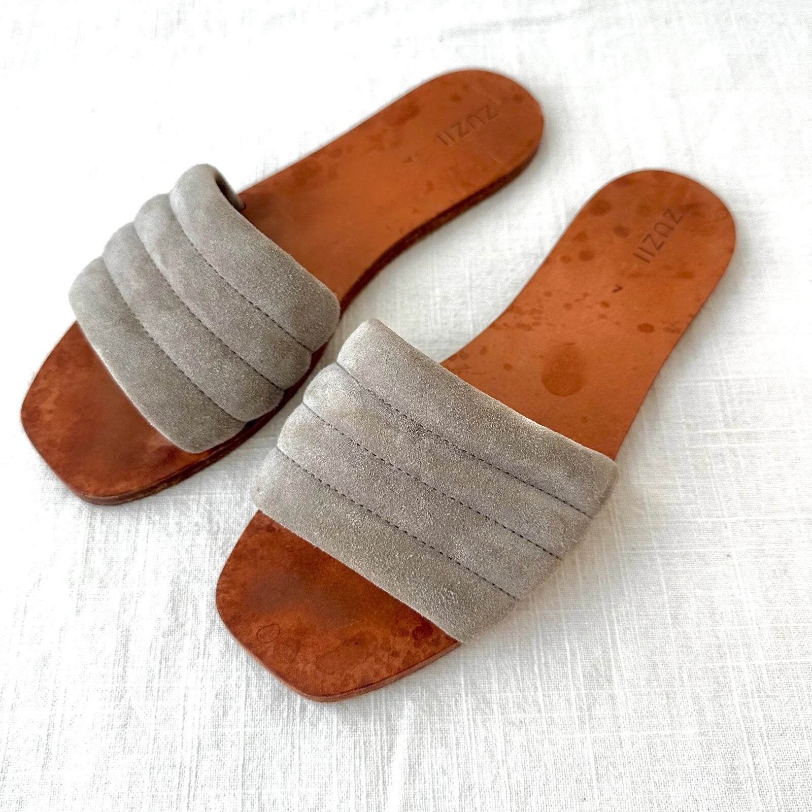ZUZII Suede Slide Sandals Casual Slip On Flats Minimalist Style Size 7