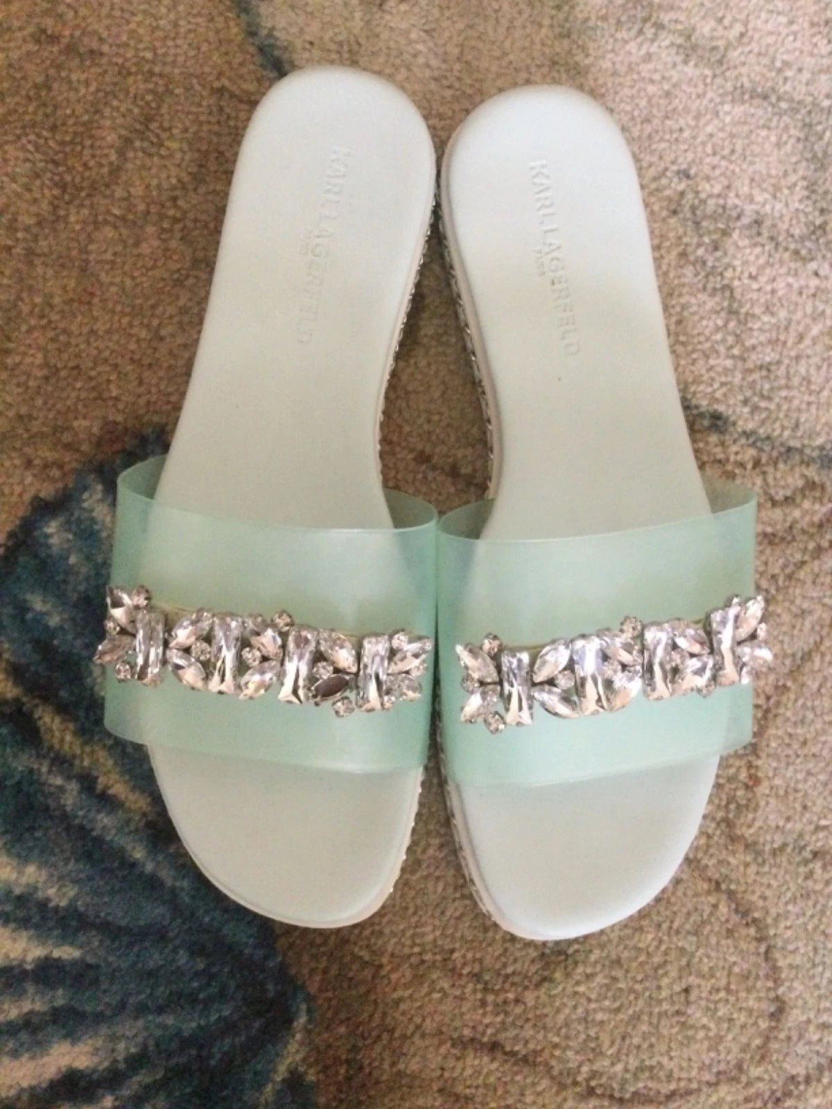 Karl Lagerfeld Sandals 8 M Paris Mint Julep Billi Fashion Slides