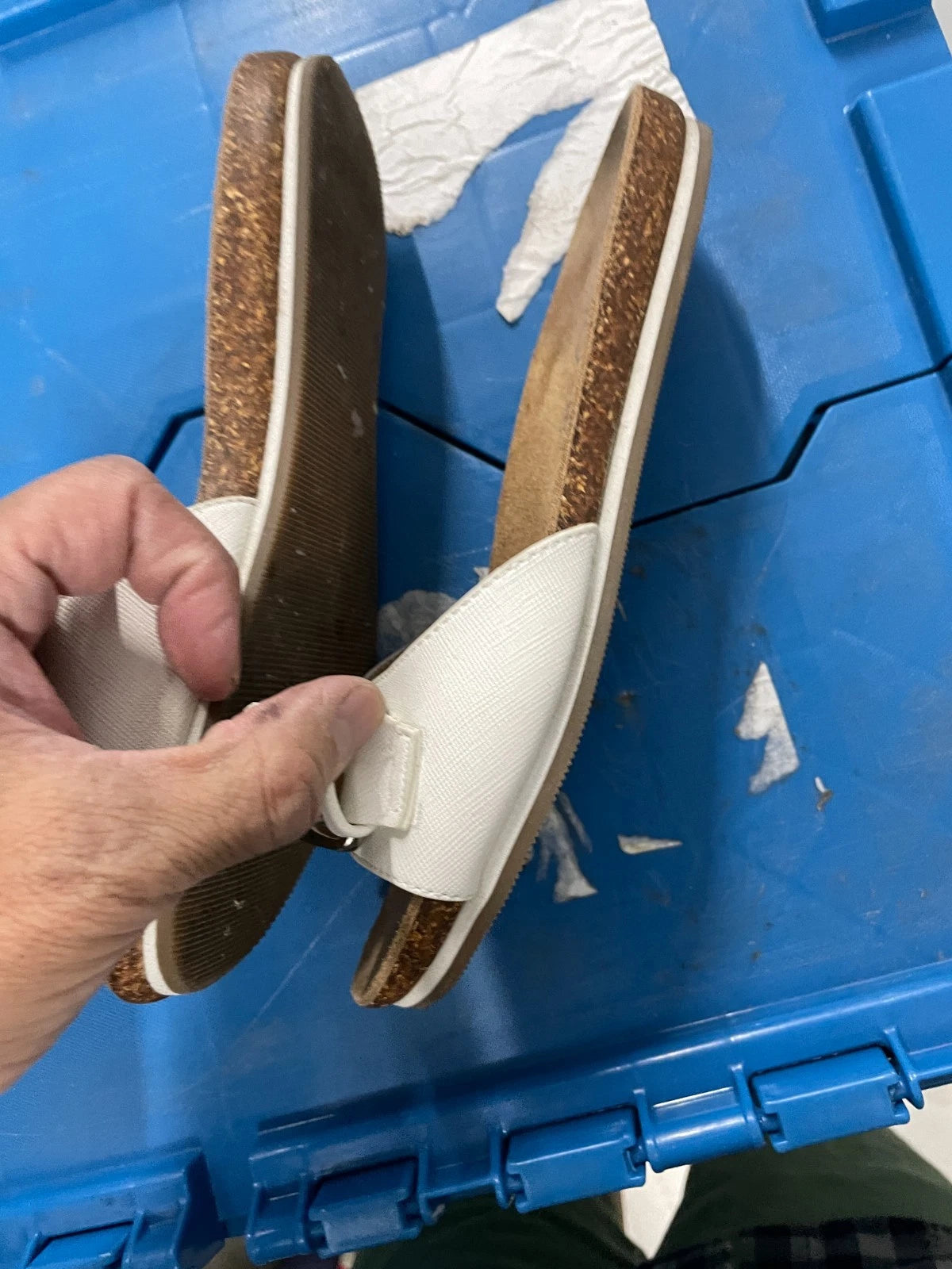 Aldo Aloha-70 Slide Cork Adjustable White Strap Slip On Flat Sandals Size US 5