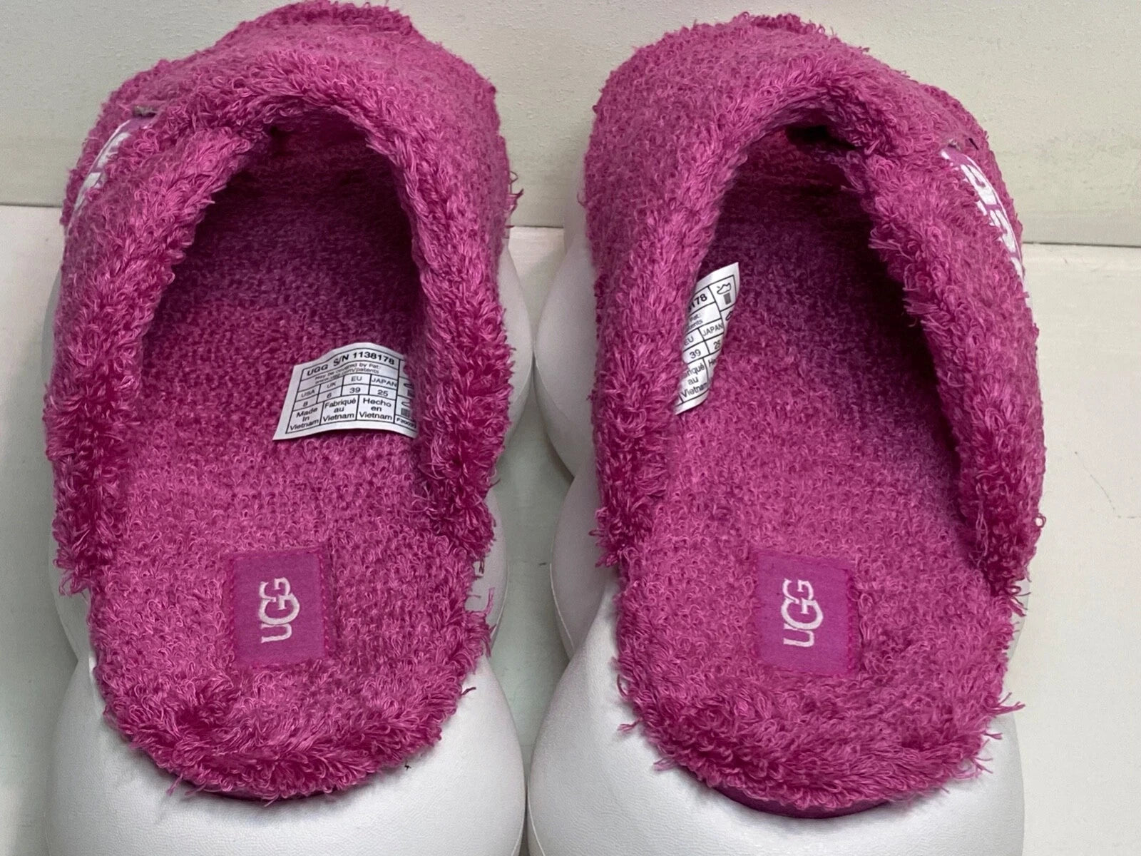 UGG Sugarcloud Logo Platform Sandals fashion terry Slides in Pink Women's Size 8