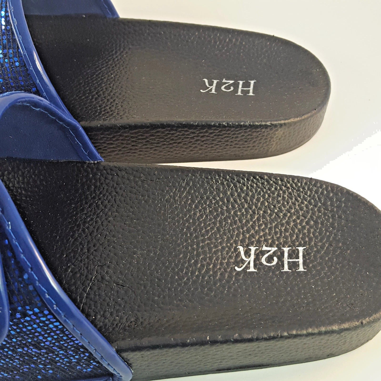 H2K ANNA Glitter Royal Blue Fashion Slides Flip Flops Sandals Bling Glittering