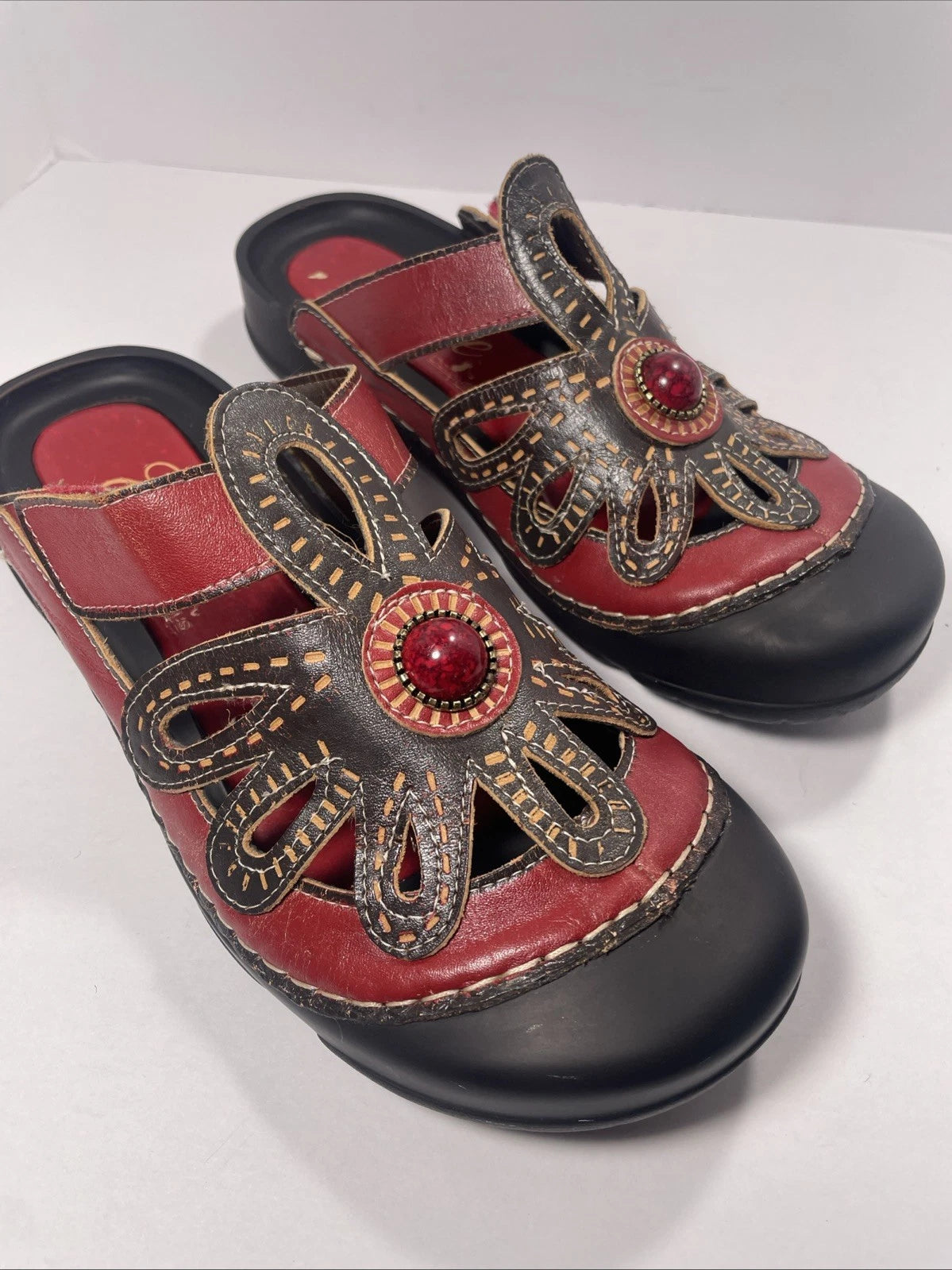 Elite Corkys Mule Sandal Women's Size 9.5/40 Red Stone Multicolor Leather Clog