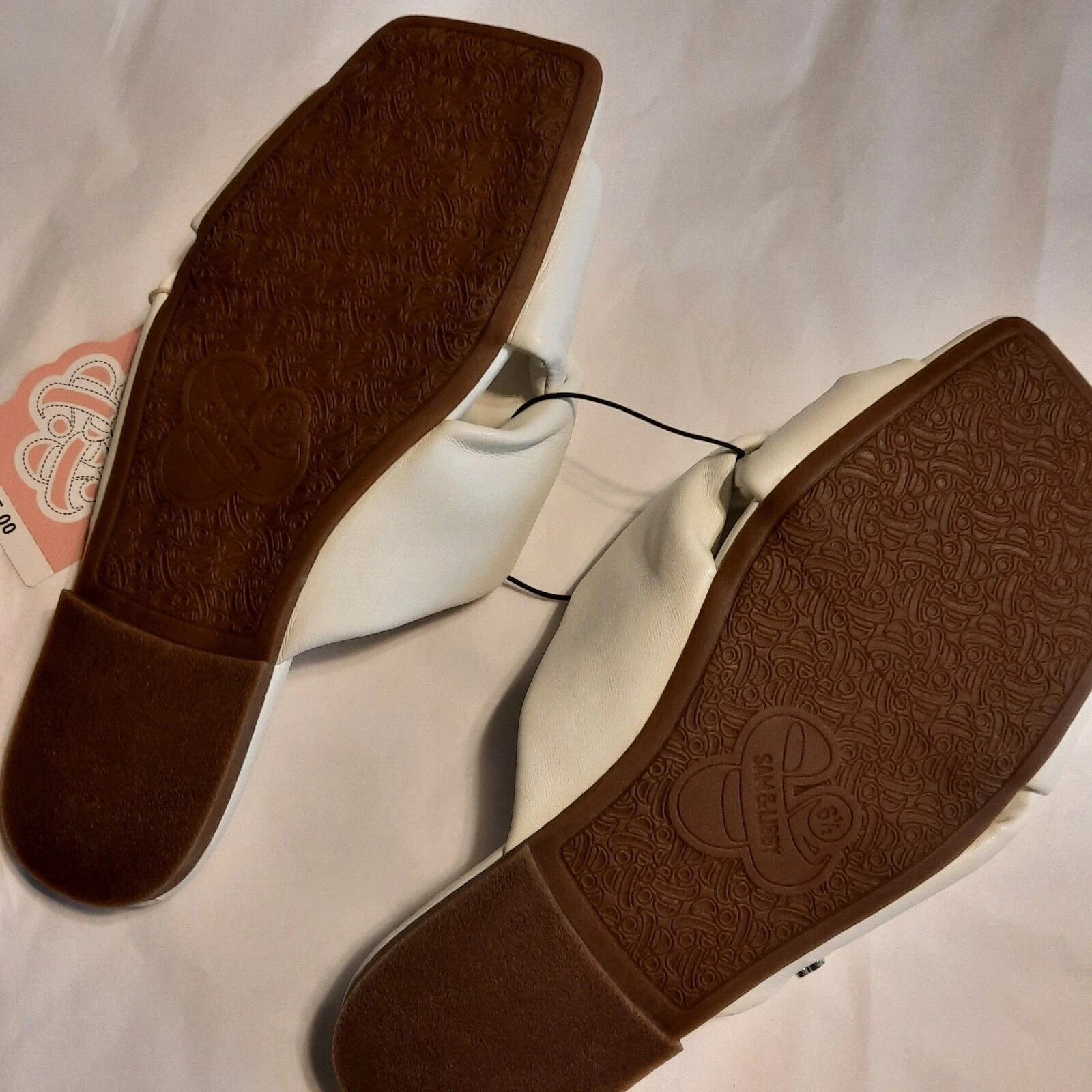 Womens Sam & Libby Tallulah Off White Slides Sandals Twist Strap Flat Footwear