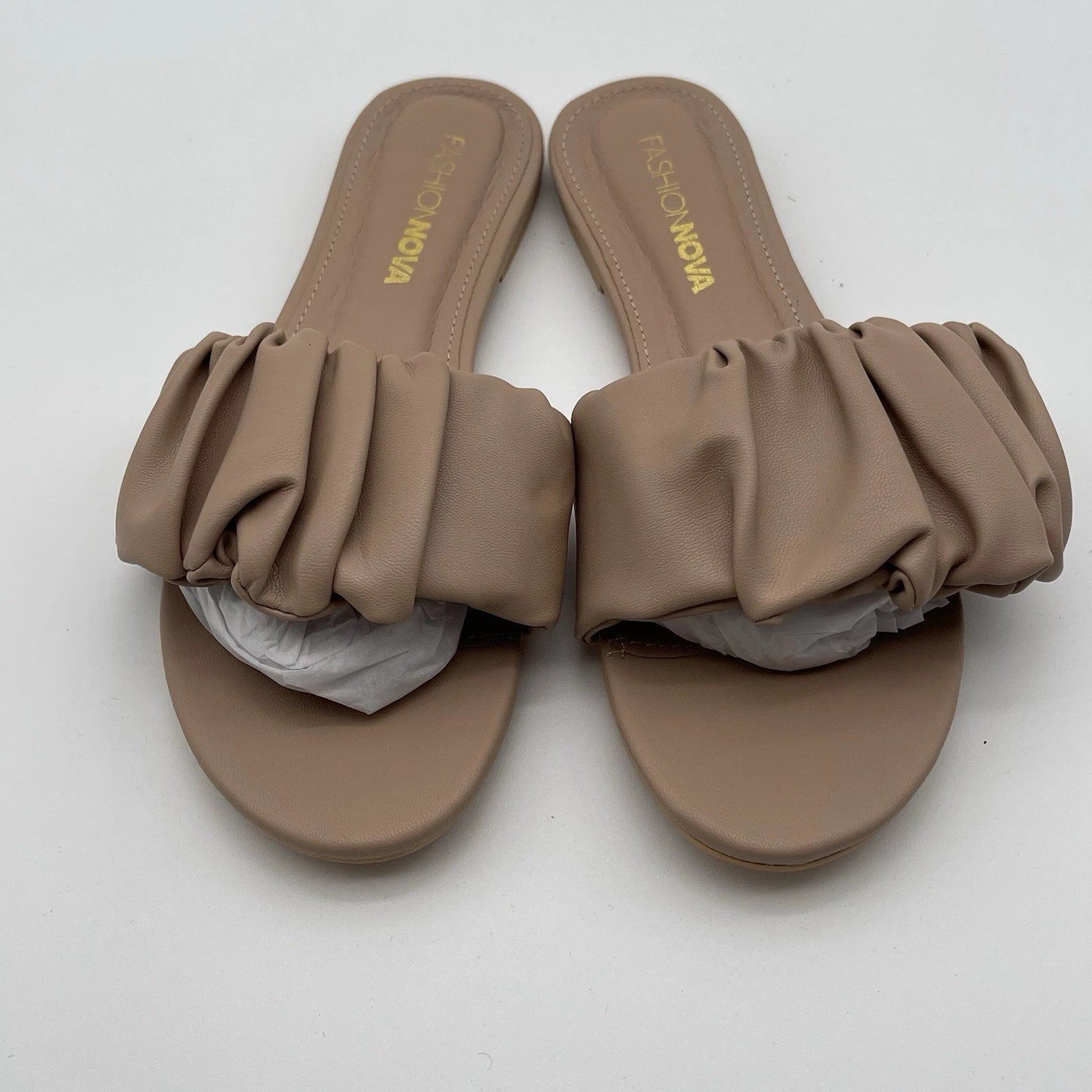 Fashion Nova Just Wait Ruffle Ran Slip On Slide Sandals Women's Size 7