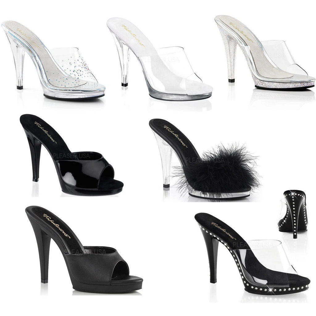 Pleaser Fabulicious Peep Toe Platform Slide Mule High Heels Adult Women Flair401