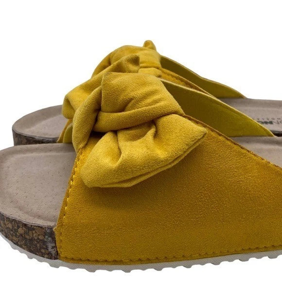 Fashion Nova Sandal Women's Yellow Bow Slide Size 8