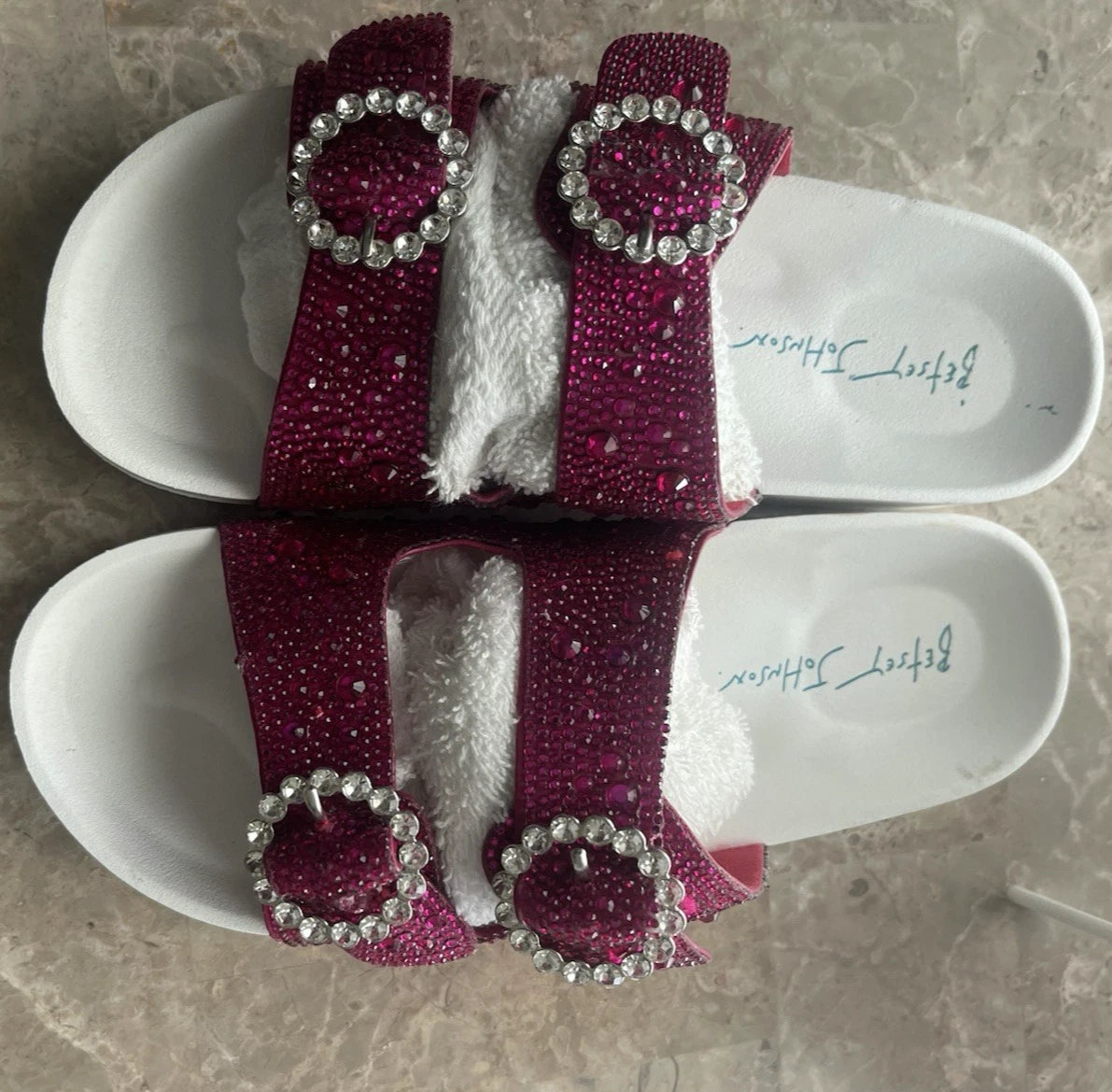 Pink White Betsey Johnson Women's SB-Trudy Sandal, Fuchsia Sz 8 M NEW