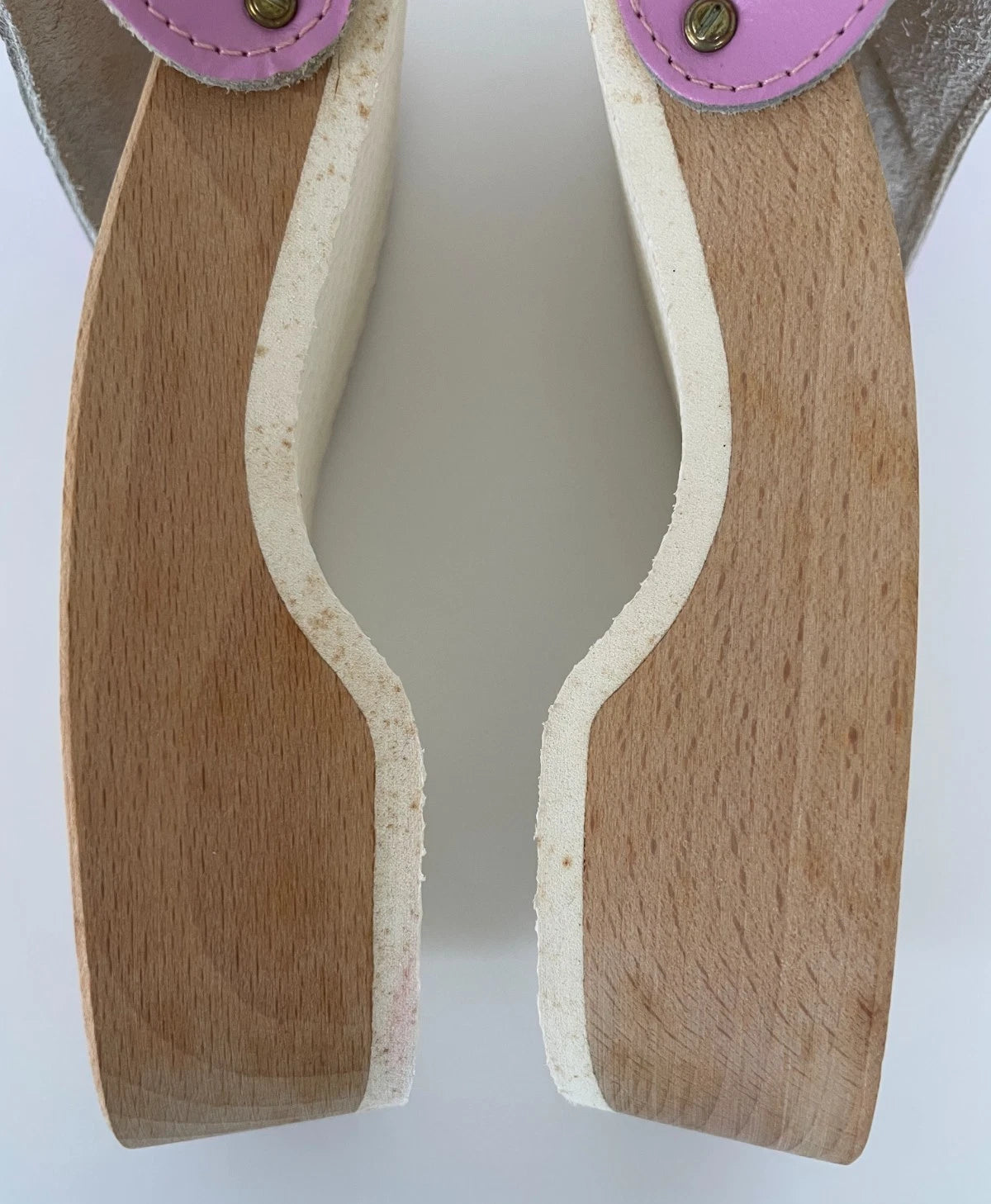 Dr. Scholl's The Original Wooden Sandals Slides Pink Leather Size 7 Italy New