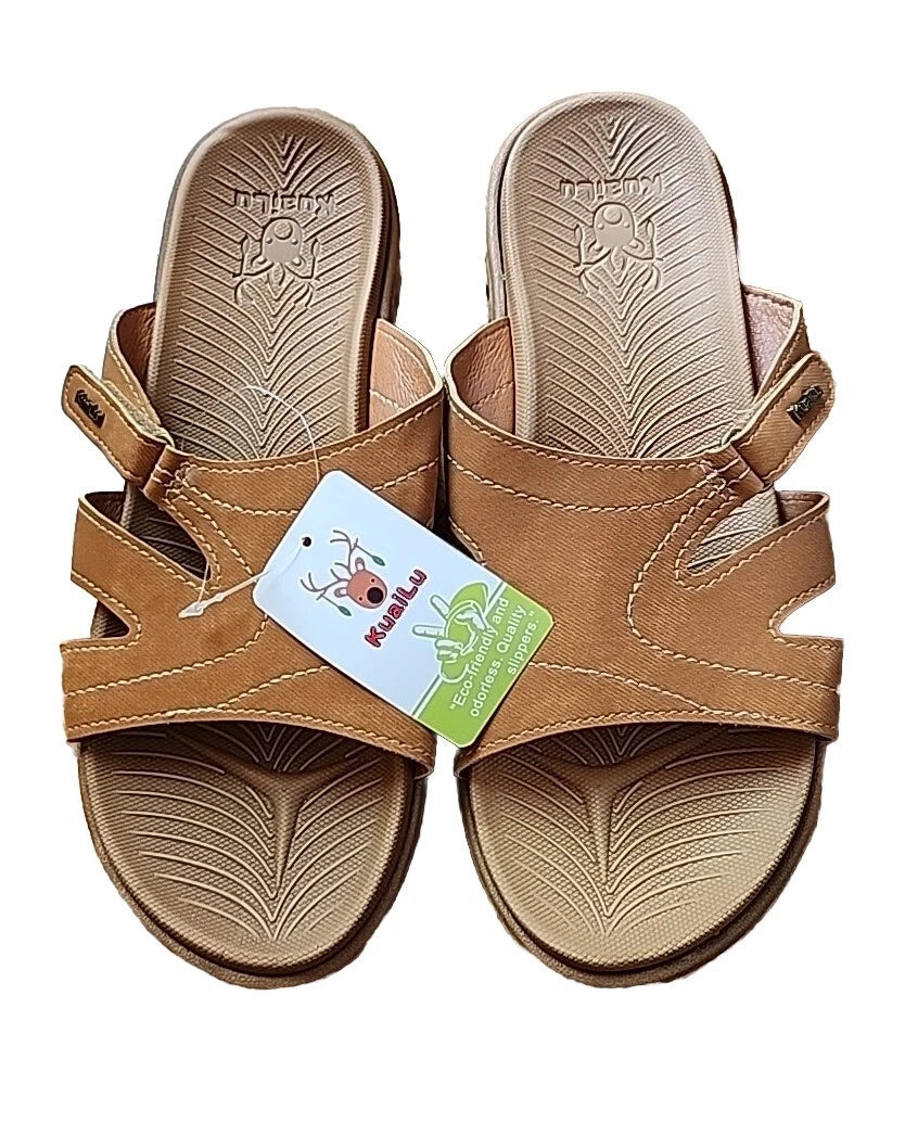 KUAILU Women's US Size 10 Fashion Orthotic Slides Lightweight Sandals