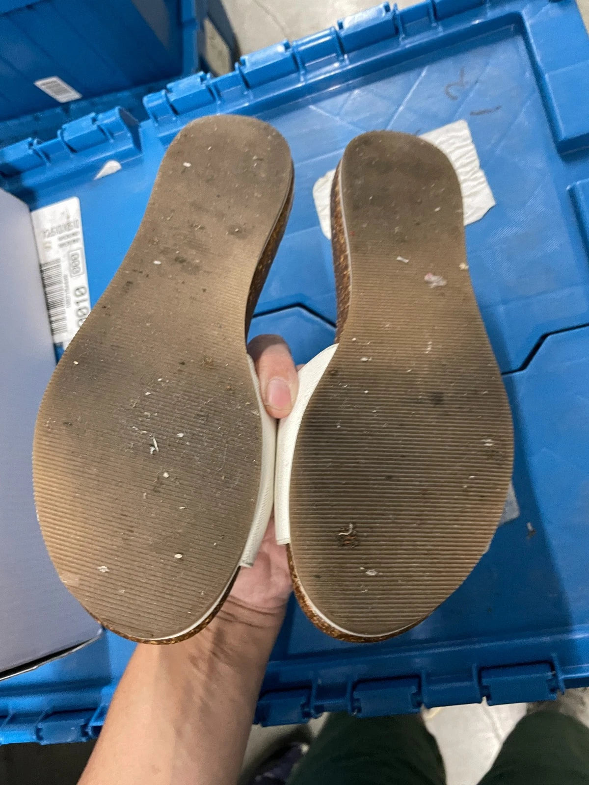 Aldo Aloha-70 Slide Cork Adjustable White Strap Slip On Flat Sandals Size US 5