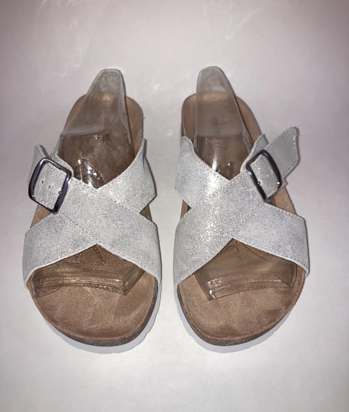 Sonoma Silver Suede Buckle Slide Footbed Sandals Size 7.5 Style Tarragon NEW