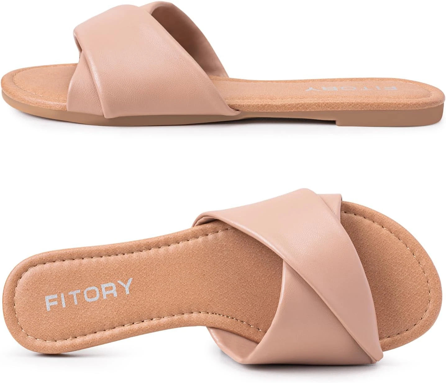 Women'S Flat Sandals Fashion Slides with Soft Leather Slippers for Summer Size 6