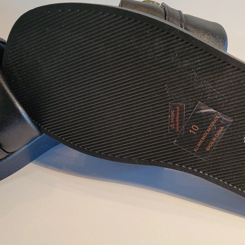 H2K Chain Black Fashion Comfort Soft Slides Flip Flops Sandals  Open Toe New