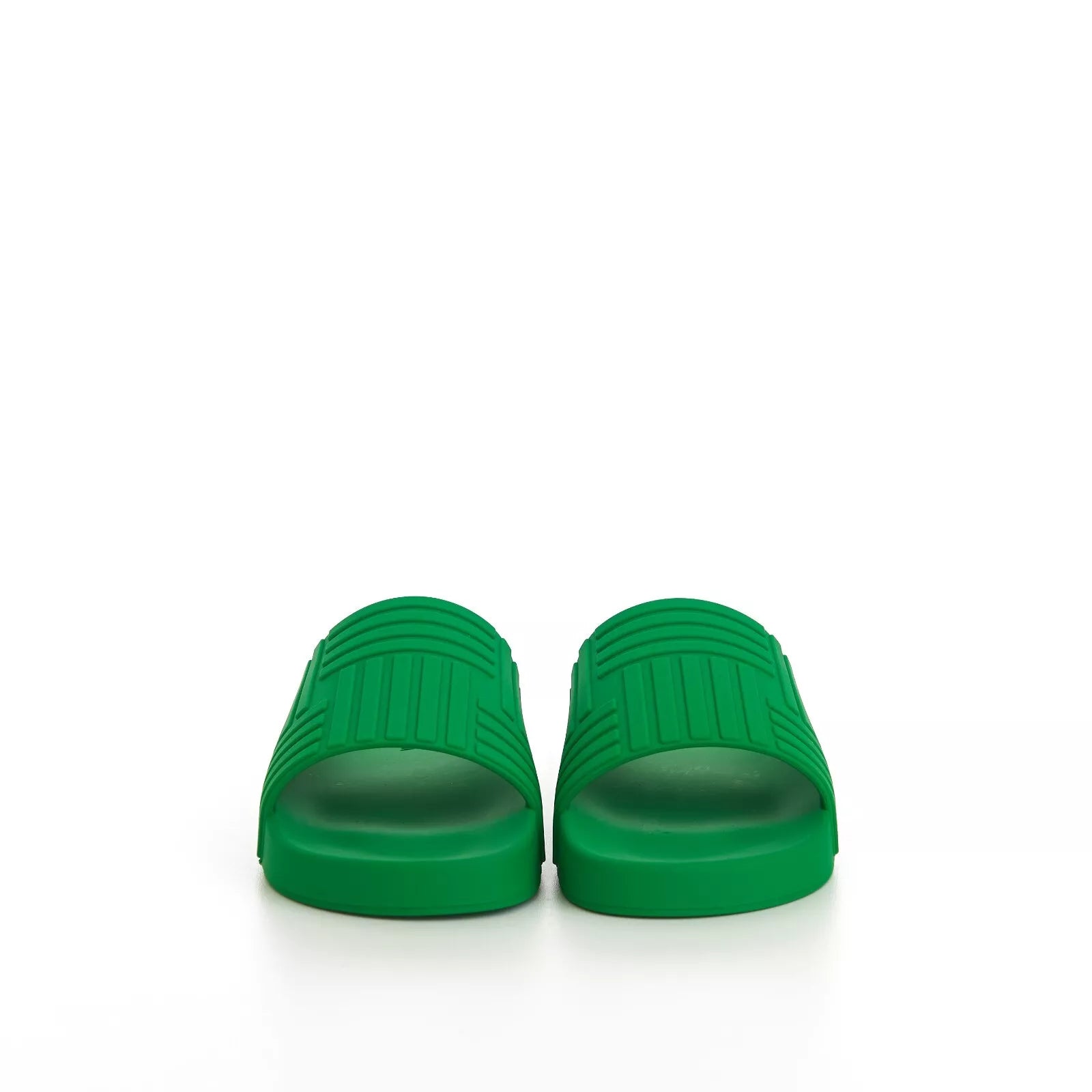 BOTTEGA VENETA 520$ Slide Sandals - Parakeet Green, Geometric Rubber