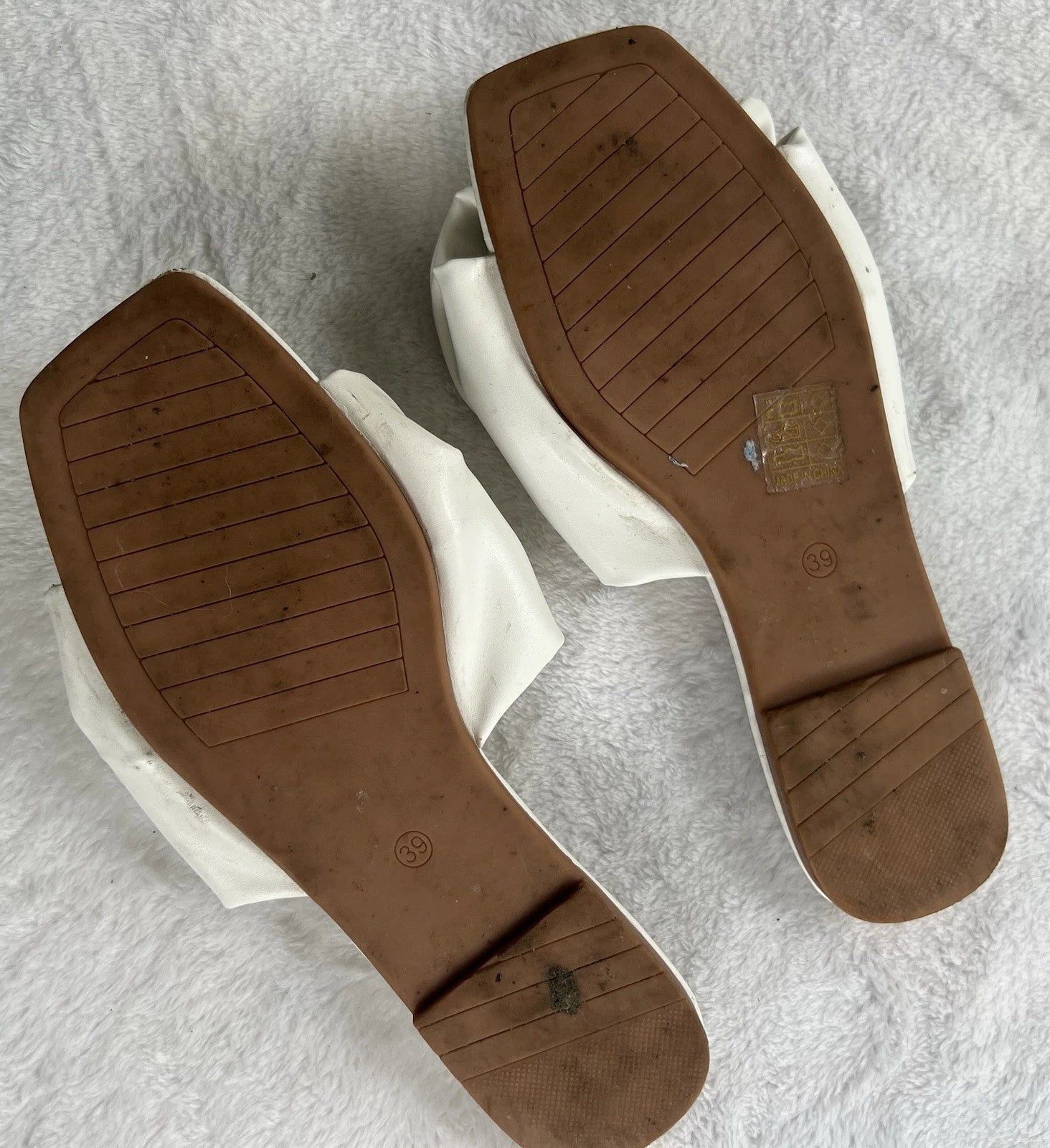 White Bow Fashion Slide Sandals Sz 9 (39)