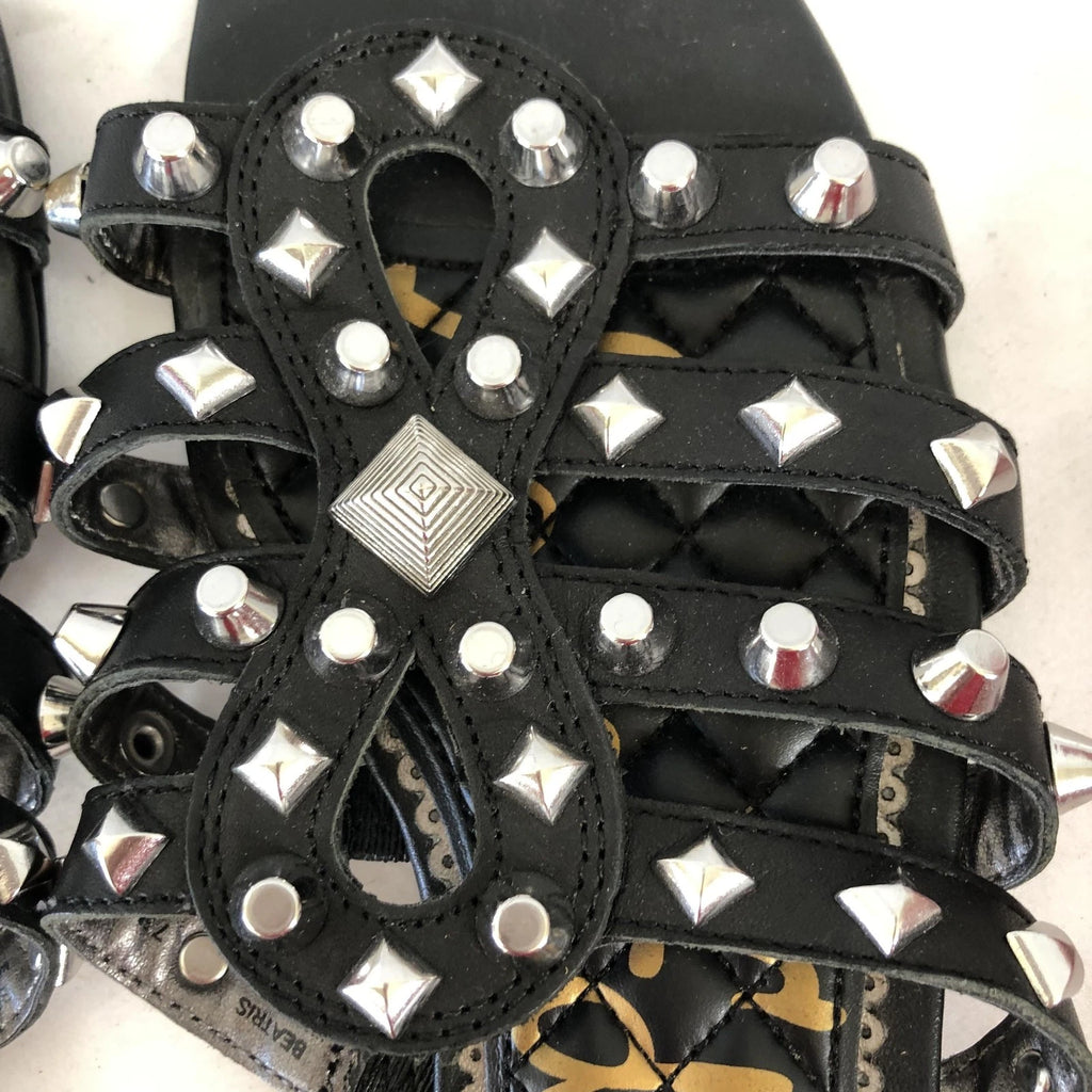 Sam Edelman Shoes Womens Size 7.5 Black Studded Leather Slides Sandals BEATRIS