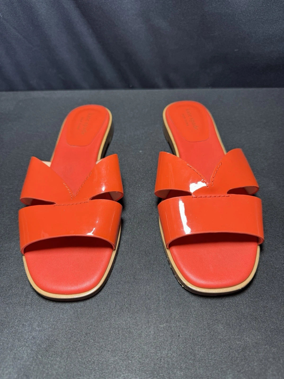 Kate Spade Orange Dock Sandal Womens 7 Leather Square Toe Coastal Style GUC
