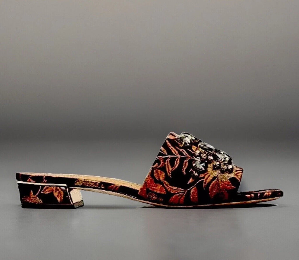 TORY BURCH MARTINE CRYSTAL SLIDE SANDAL FLORAL JACQUARD SZ US 6 NIB