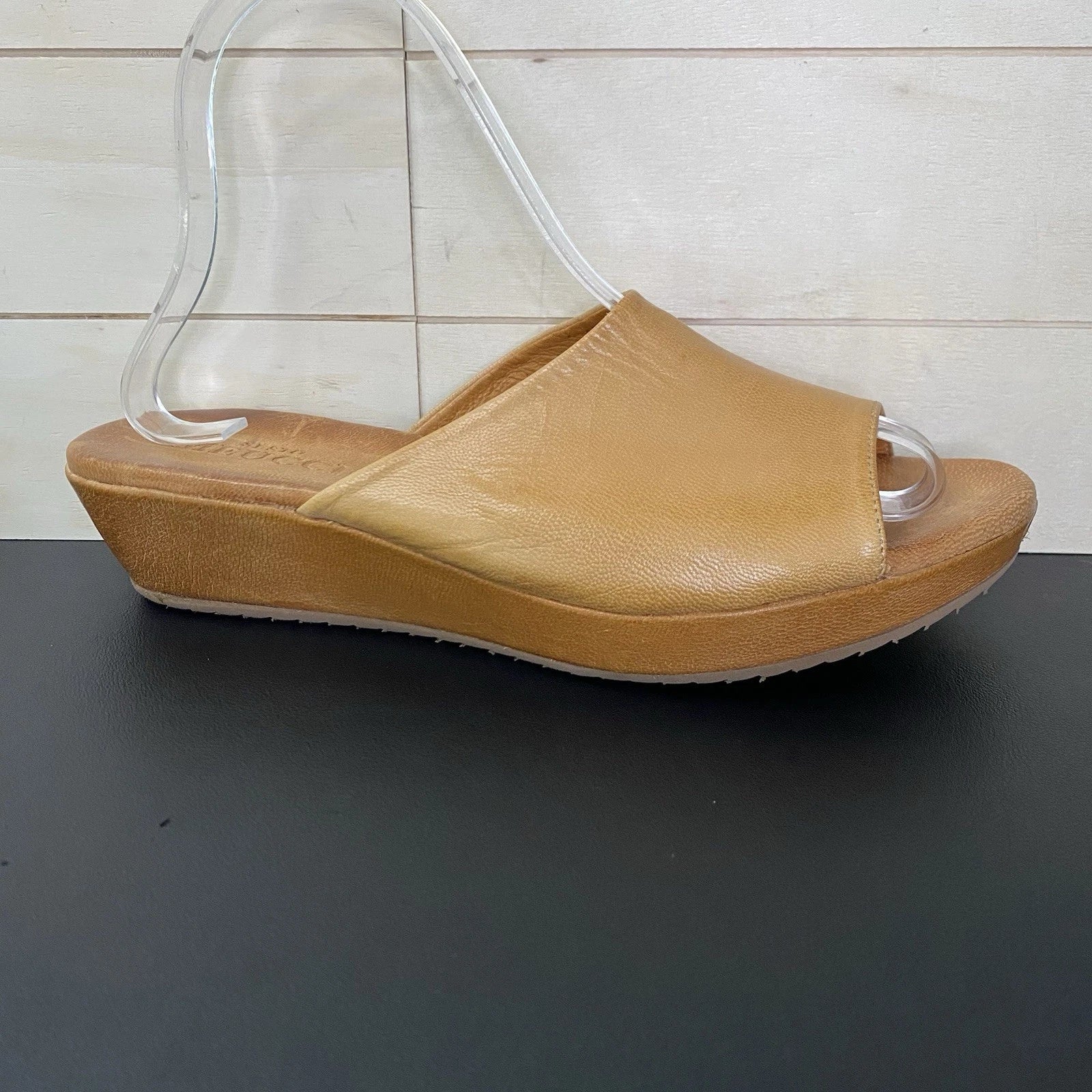Sesto Meucci Slides Sandals Women's Size 9 N Shoes Tan Leather Platform Wedge