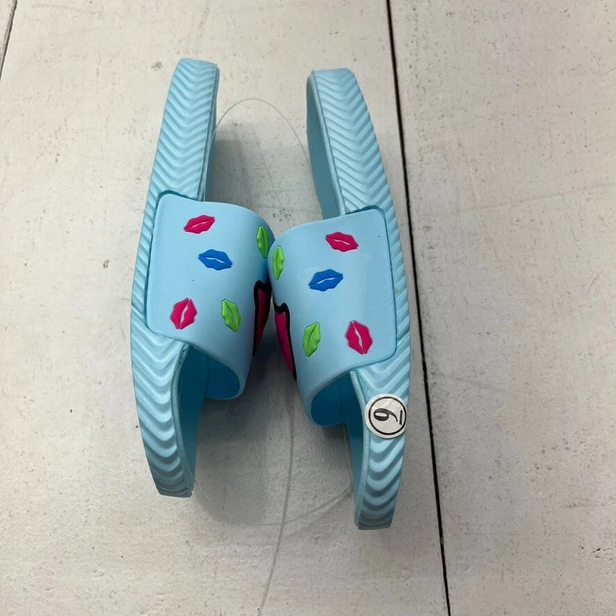 Fashion Shoes Blue Kiss Lips Slides Women's Size 8 NEW