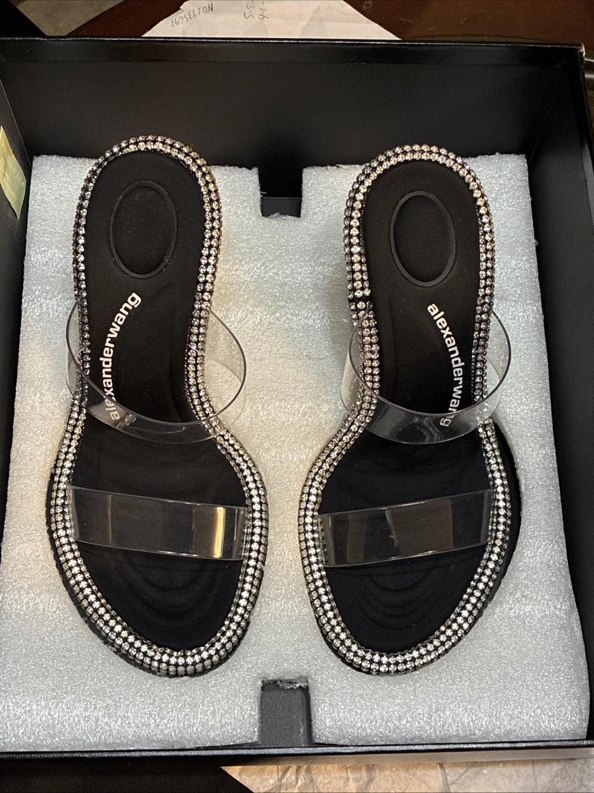 Alexander Wang, Style Nova Slide Sandal PVC/Crystal Size 37.5 New In Box, Tags