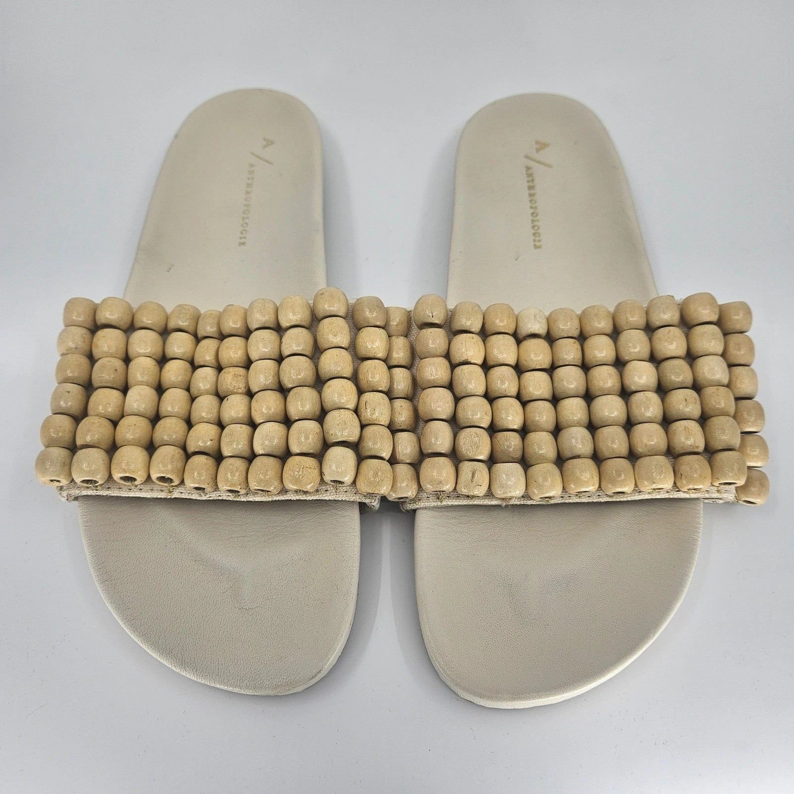 NWOT's Anthropologie Beaded Slide Sandals Casual Summer Slip On Shoes Size 38