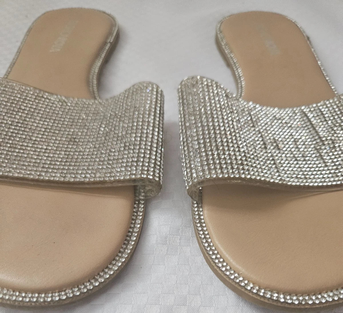 Women's FashionNova Slides with Rhinestones/ US Size 7 Women's Sandals/ Summer