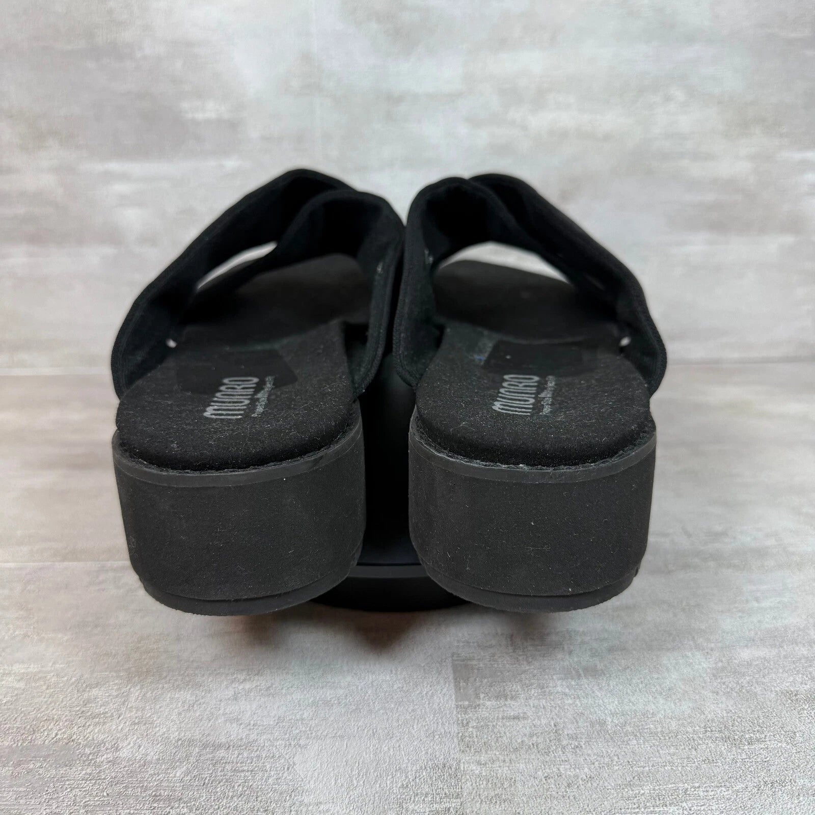 Munro Black Comfort Slide Sandals DEKKIE Criss Cross Cushioned Everyday Size 12